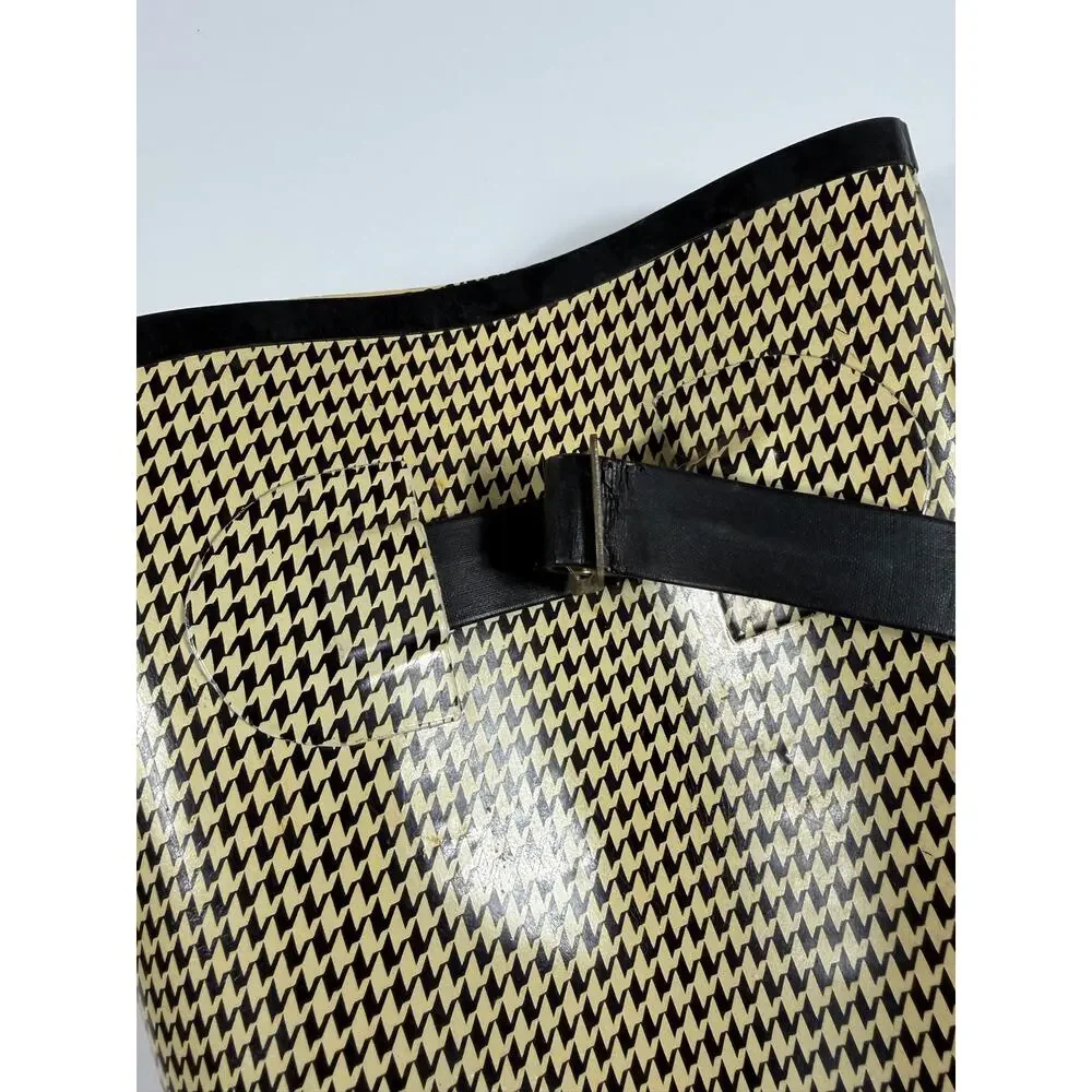 Sam & Libby Vintage Tall Rain Boots Houndstooth Black Cream Buckle Size 7